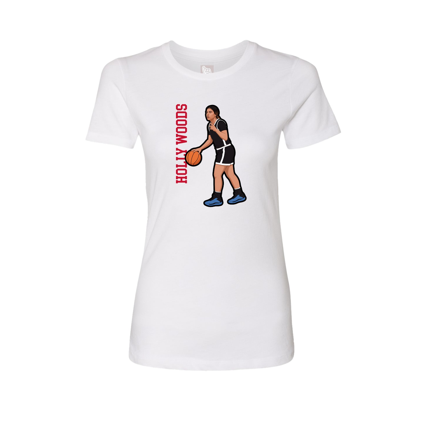 Fitted Women's Tee — Name Vertical in White