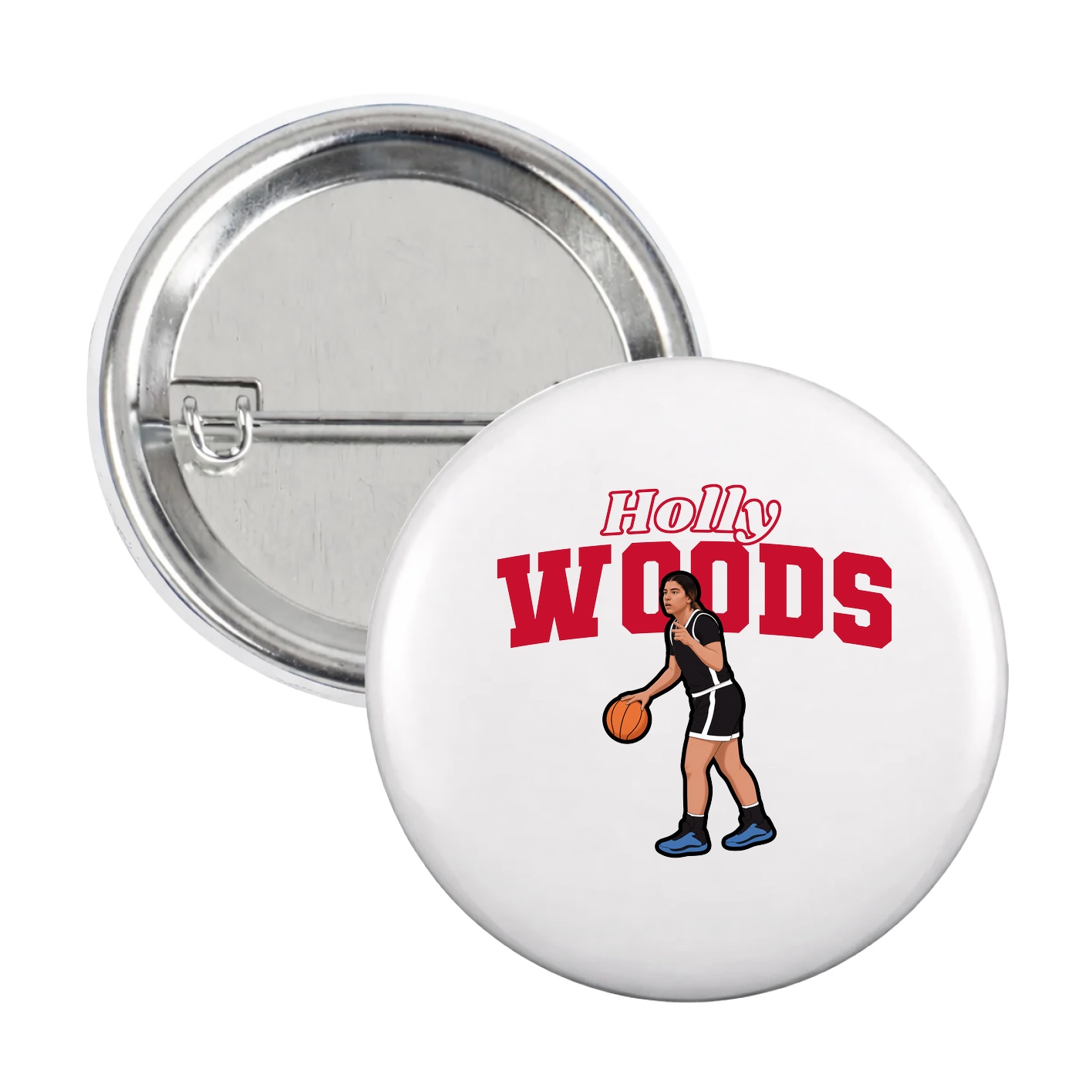 Game Day Button — Name Arch in White