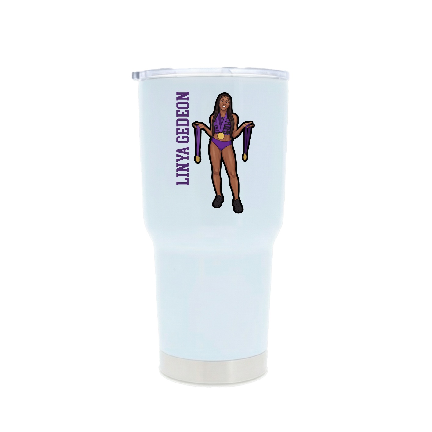 30oz Stainless Steel Tumbler — Name Vertical in White