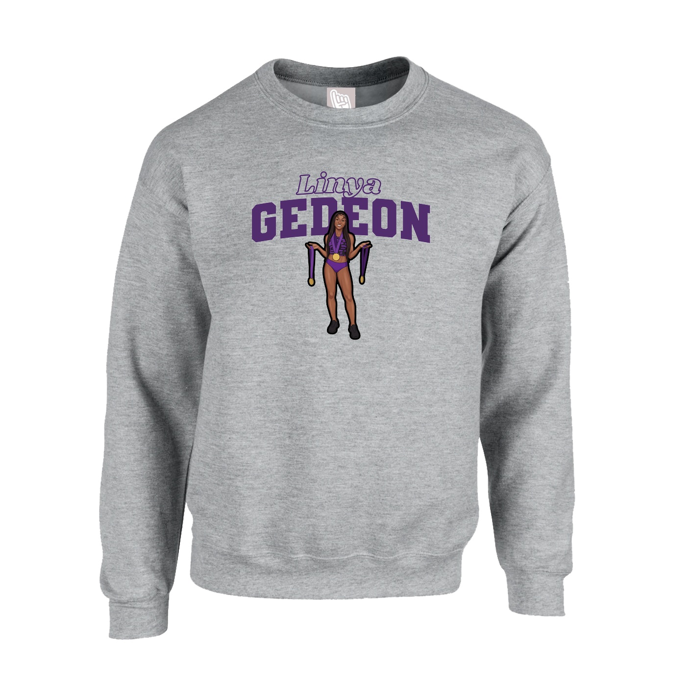 Fleece Crew — Name Arch in Grey