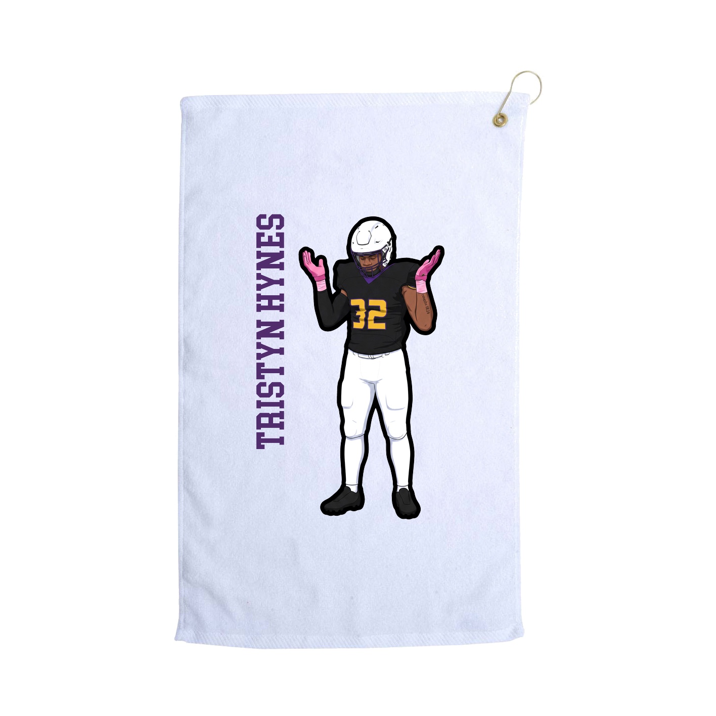 Golf Towel — Name Vertical in White