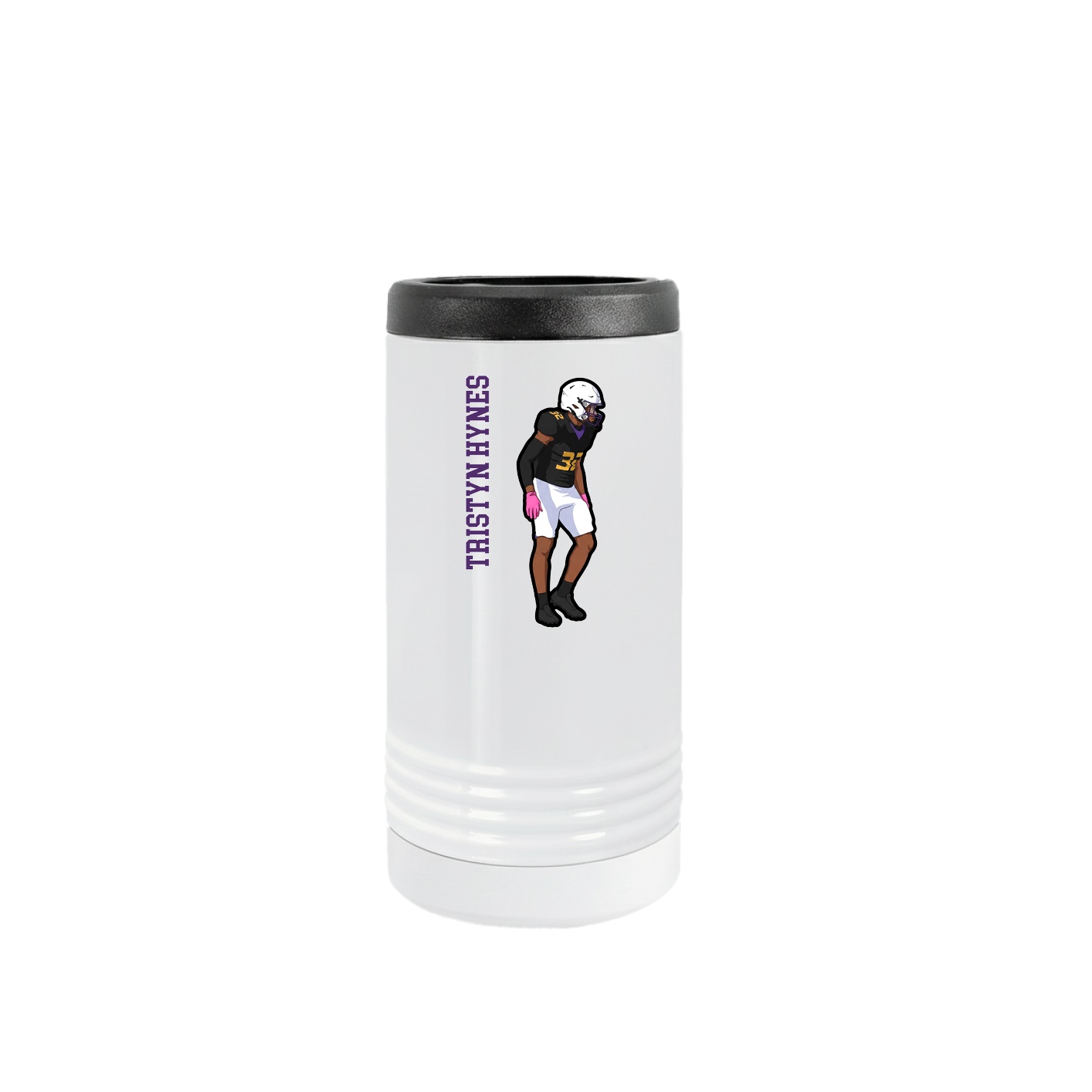 Slim Beverage Holder — Name Vertical in White