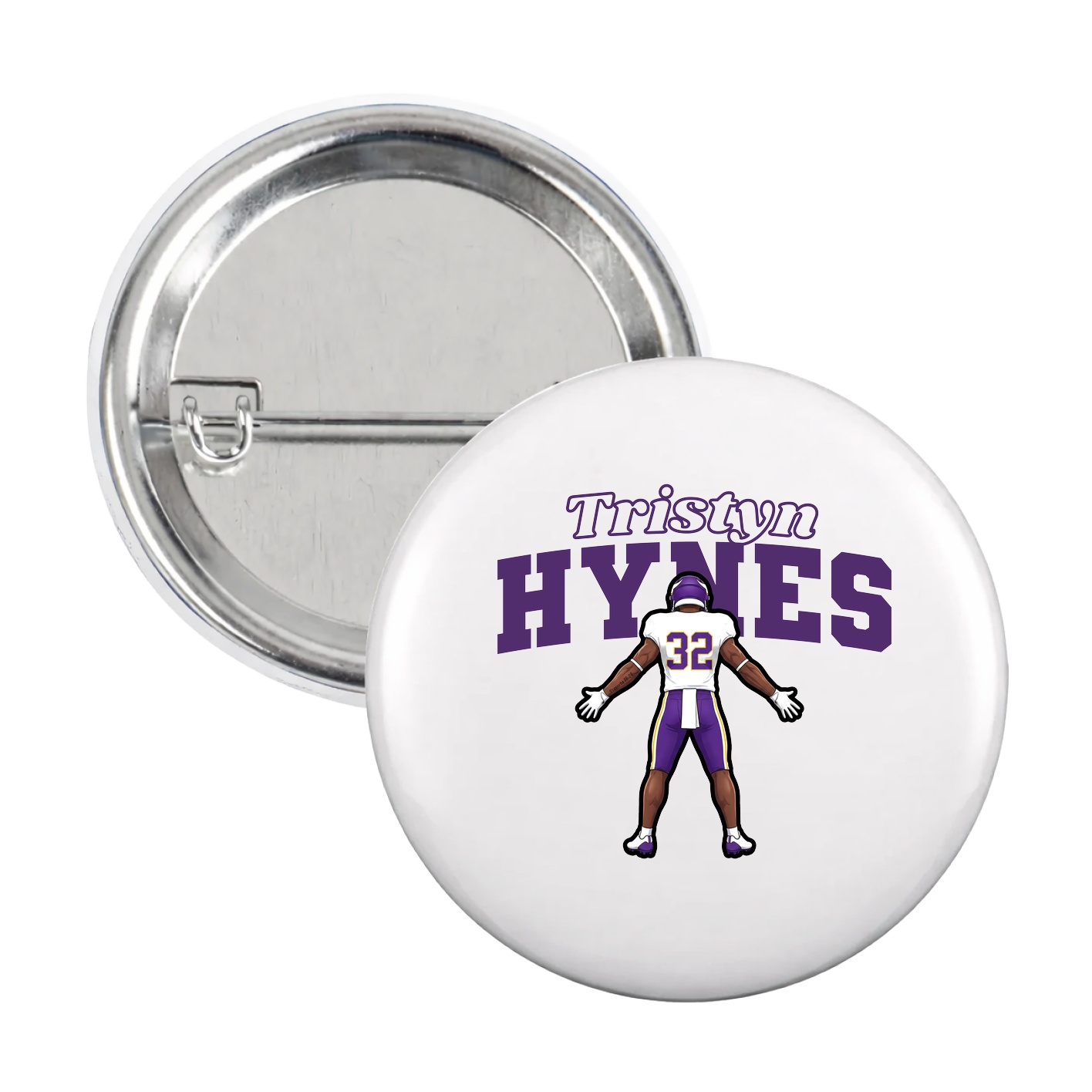 Game Day Button — Name Arch in White