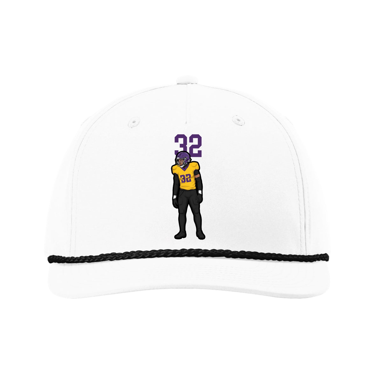 Five-Panel Classic Rope Cap — Number Top in White