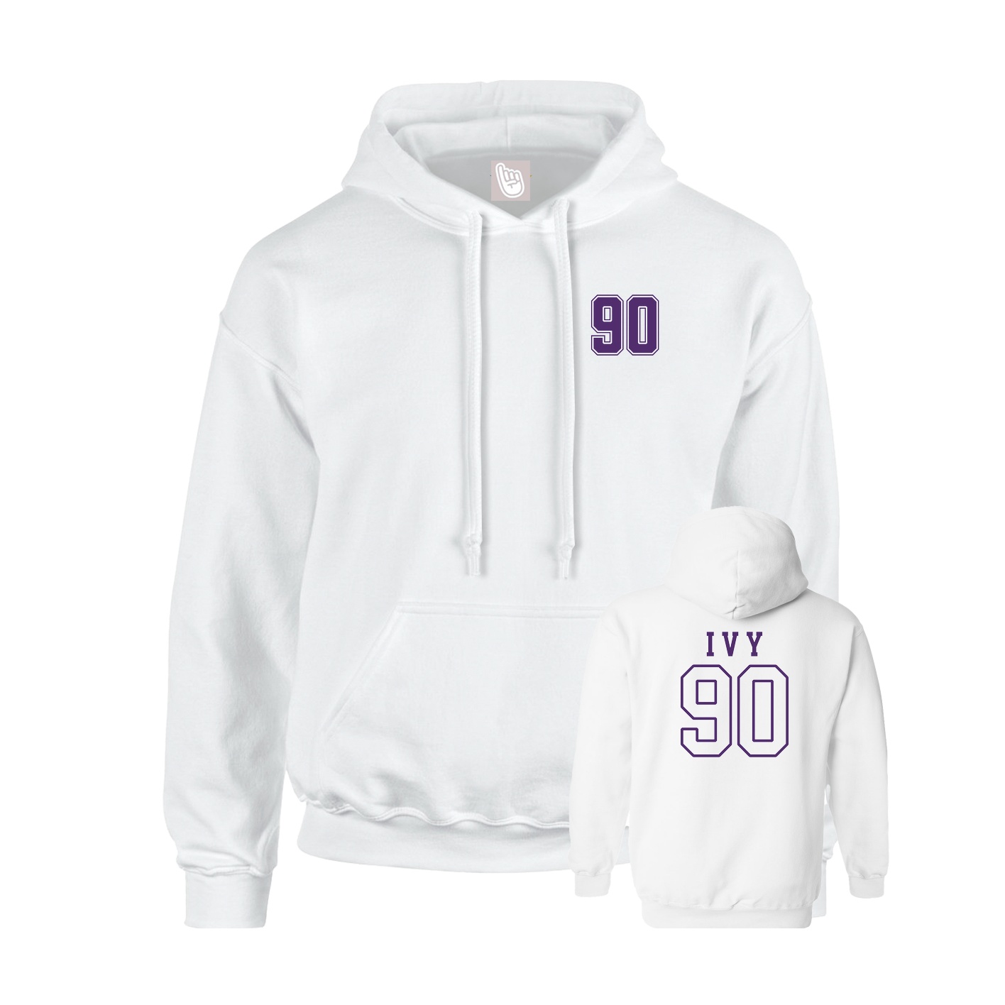 Youth Hoodie — Chest Back in White