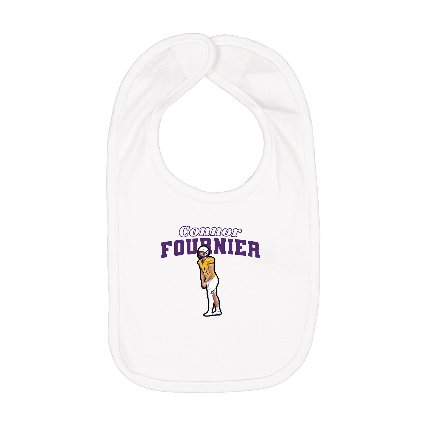 Infant Bib — Name Arch in White