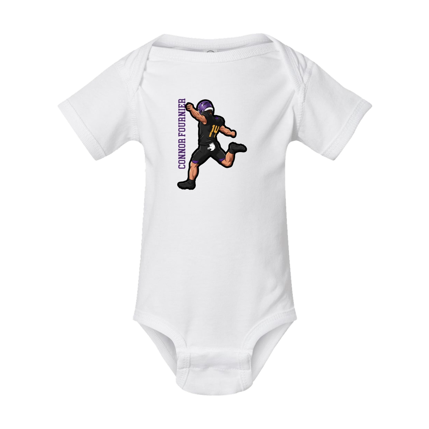 Baby Onesie — Name Vertical in White