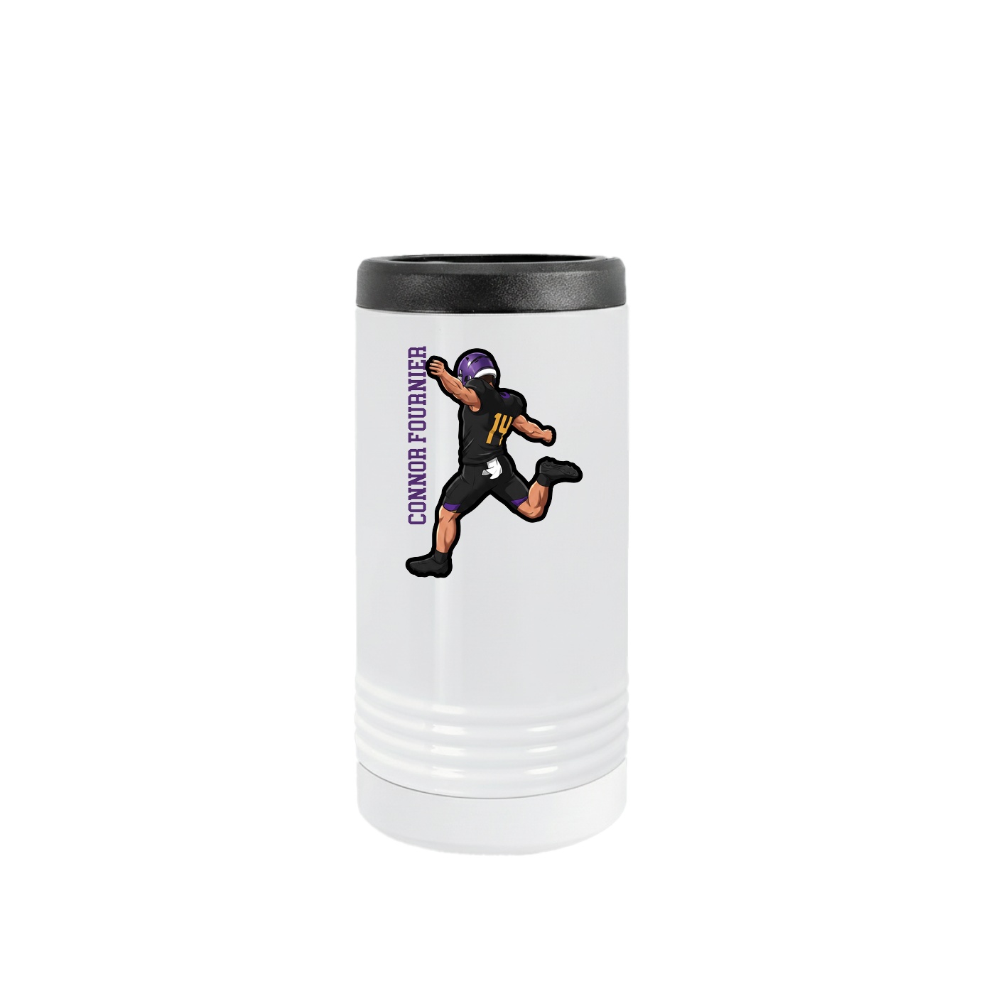 Slim Beverage Holder — Name Vertical in White