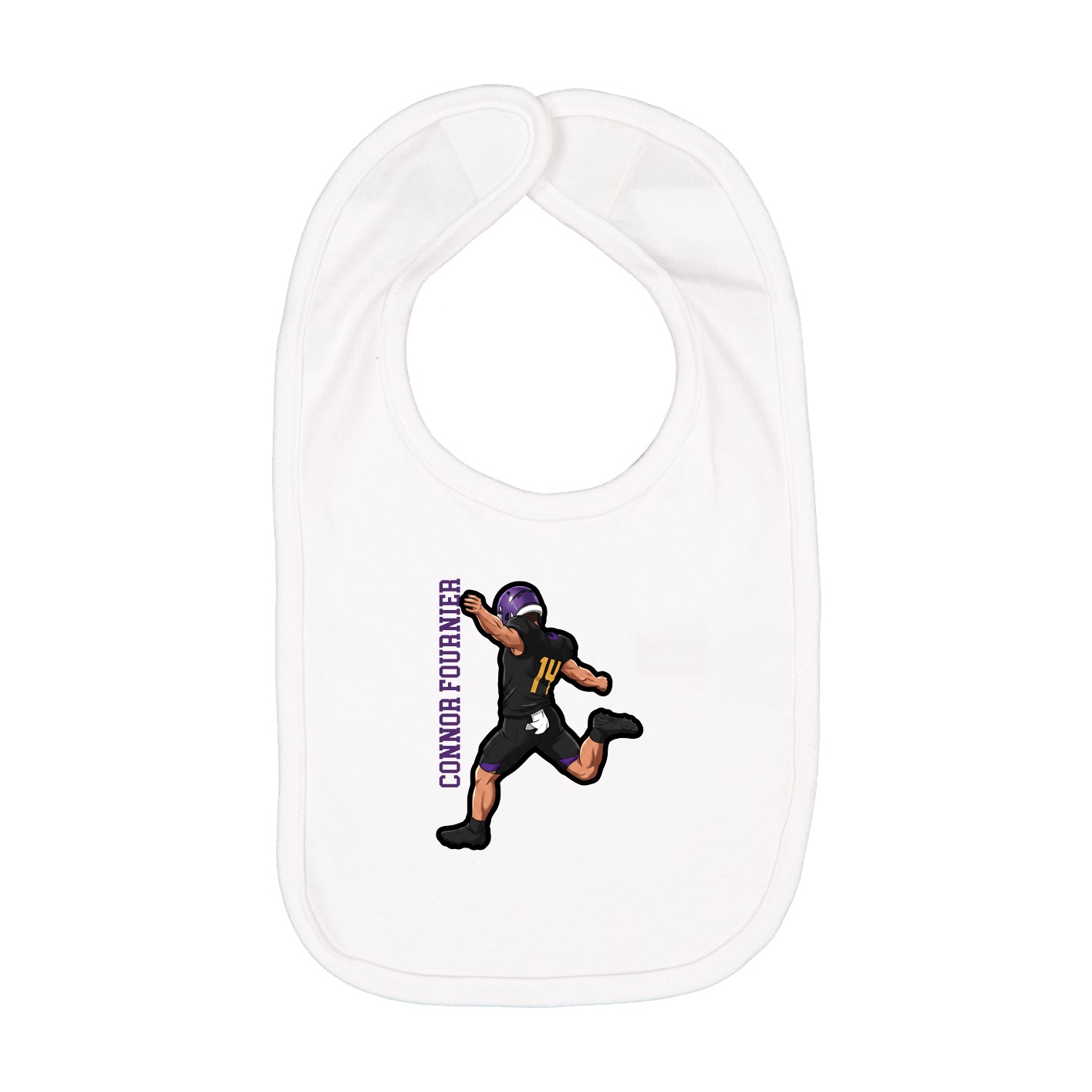 Infant Bib — Name Vertical in White