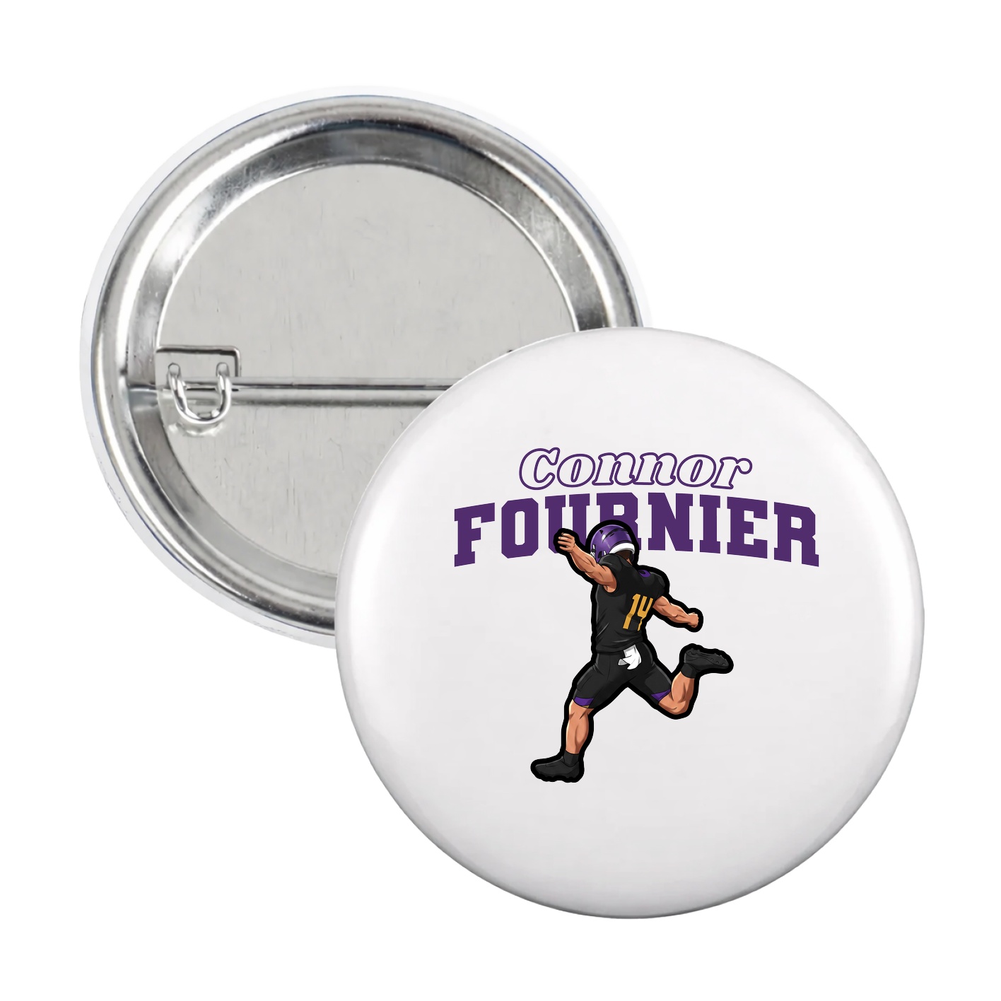 Game Day Button — Name Arch in White