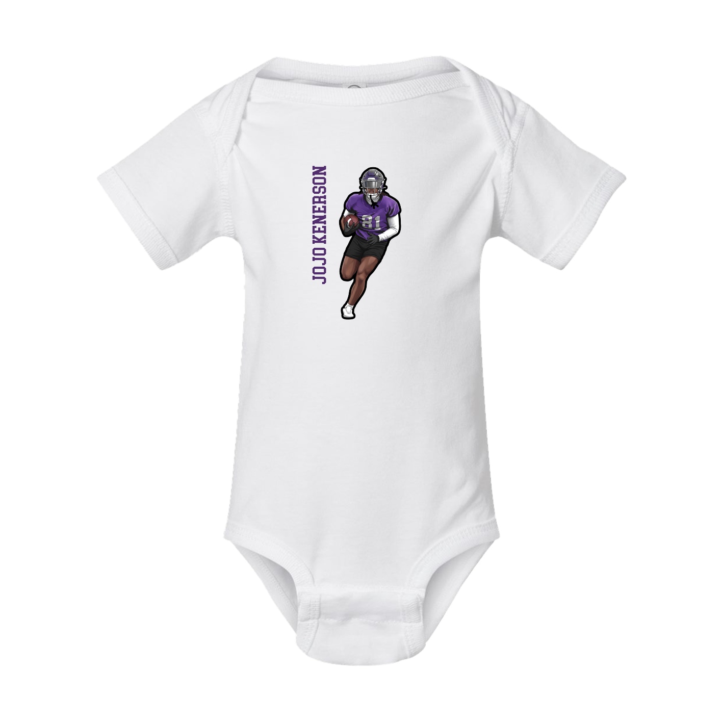 Baby Onesie — Name Vertical in White