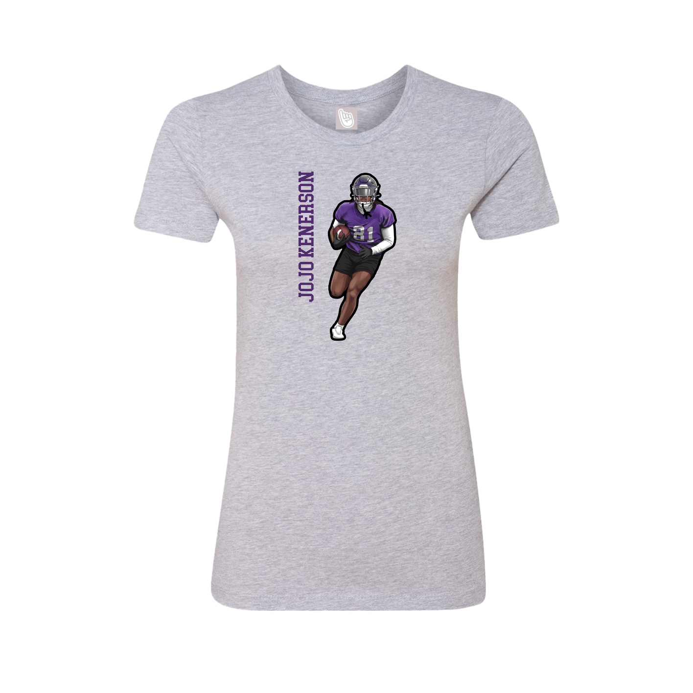 Fitted Women's Tee — Name Vertical in Grey