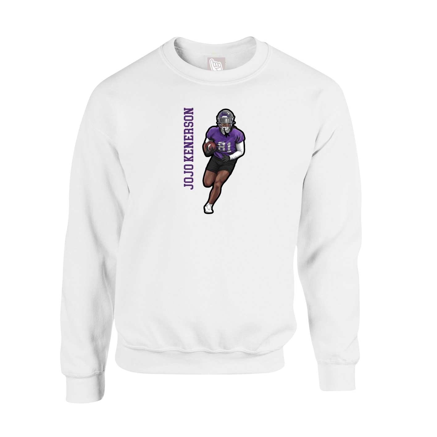 Fleece Crew — Name Vertical in White