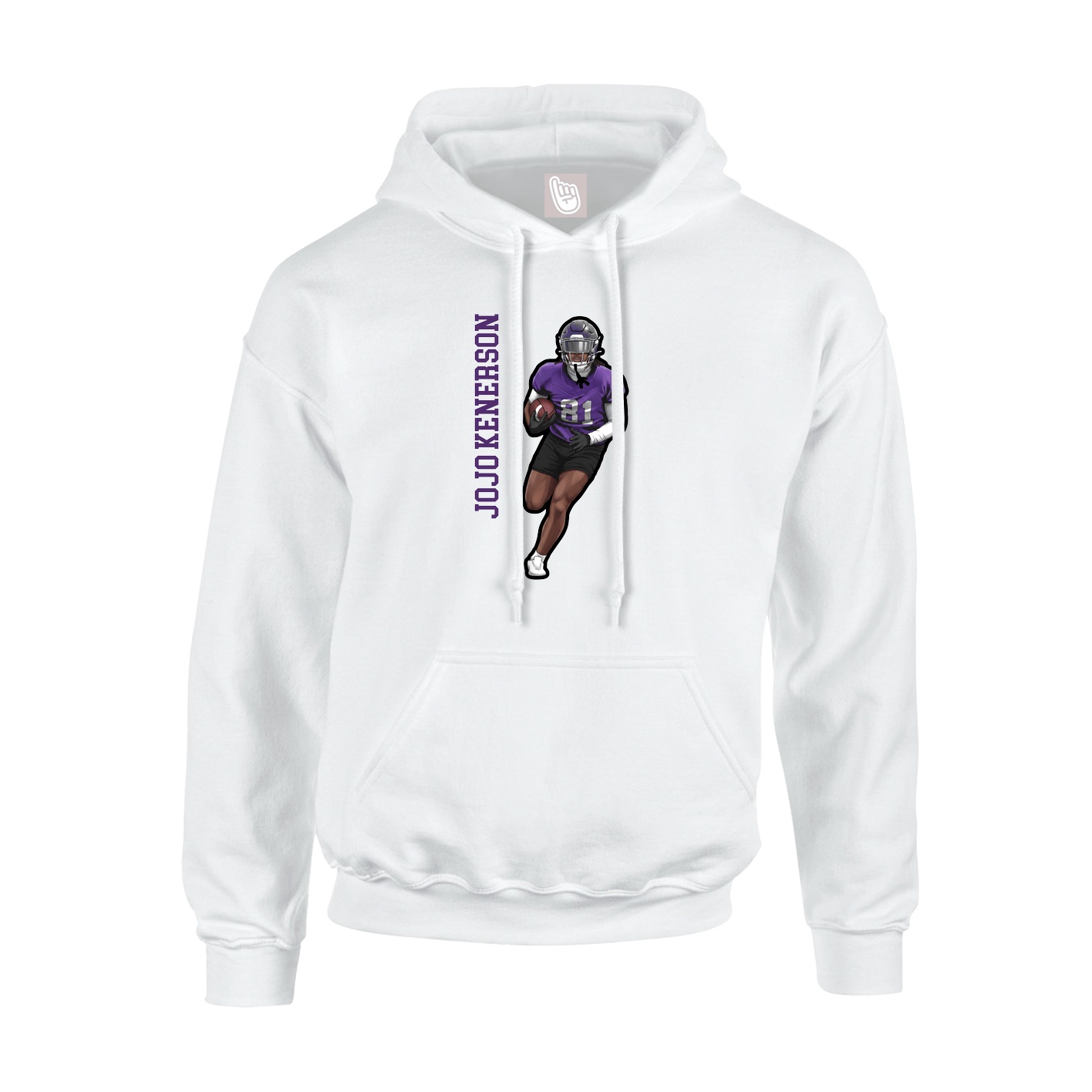 Youth Hoodie — Name Vertical in White