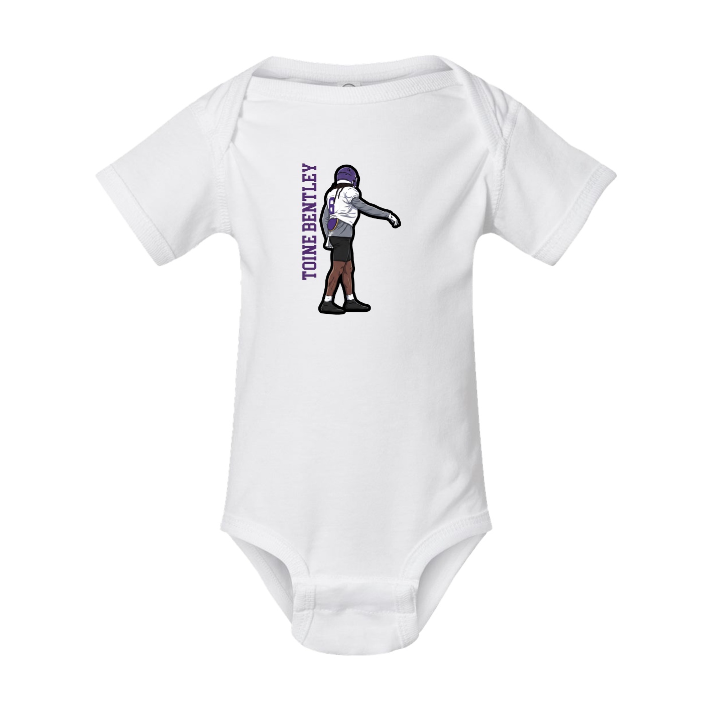 Baby Onesie — Name Vertical in White