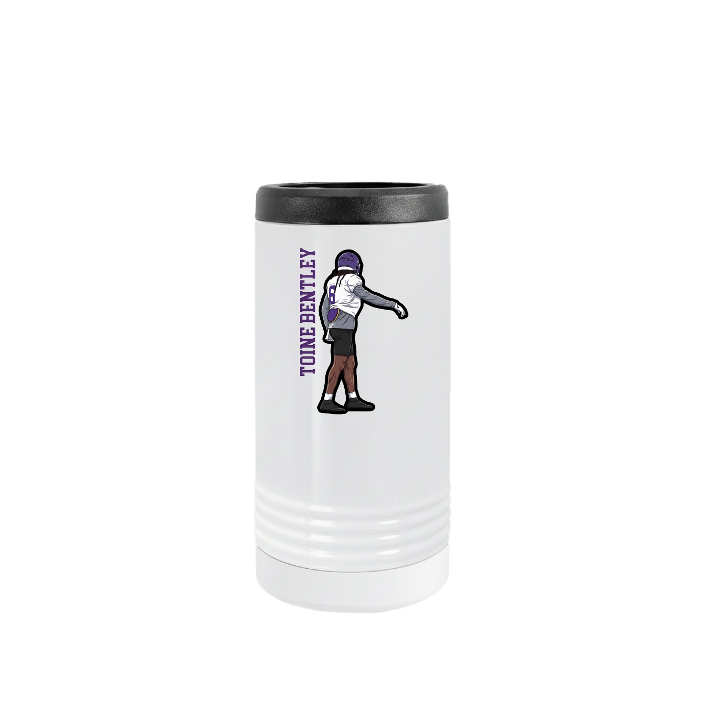Slim Beverage Holder — Name Vertical in White
