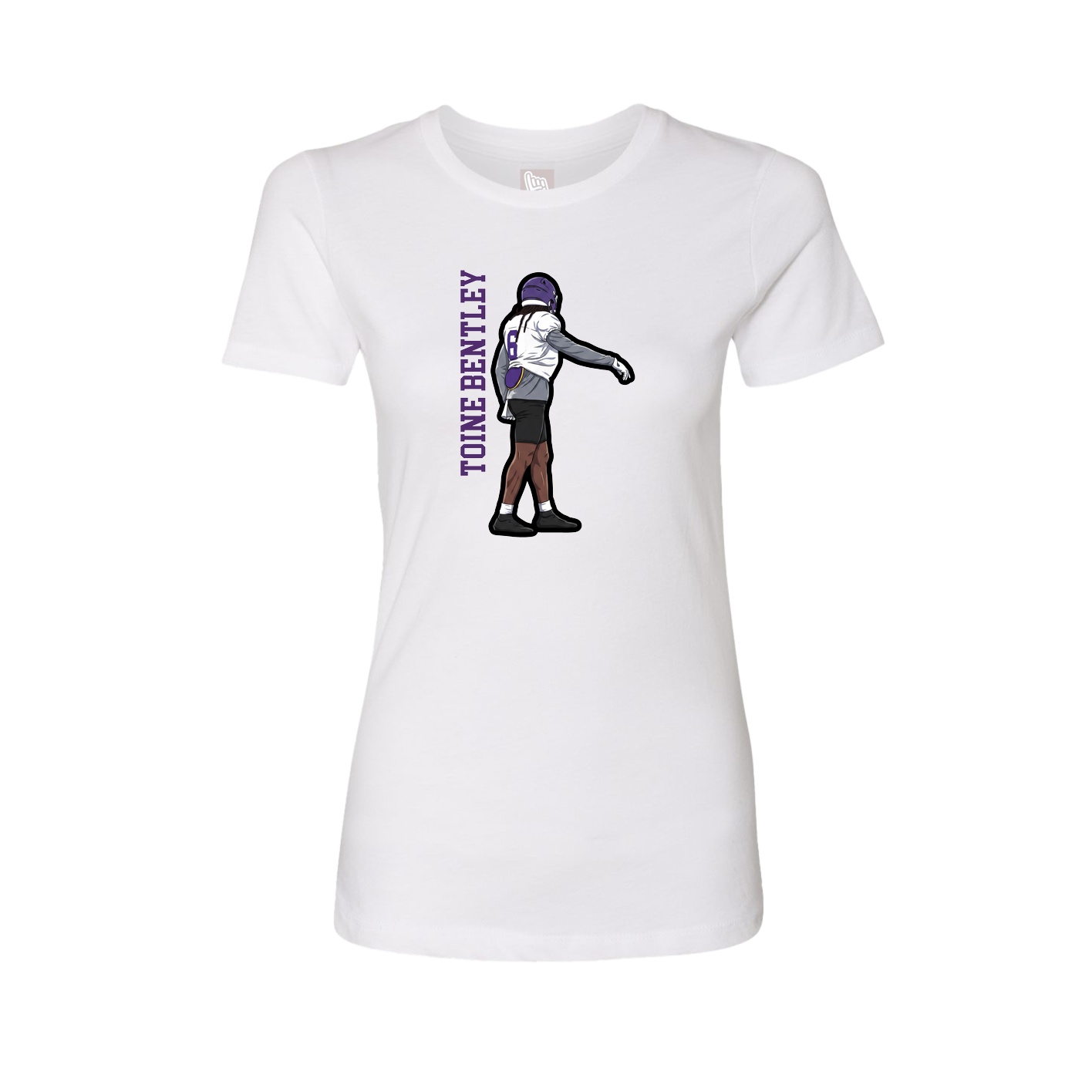 Fitted Women's Tee — Name Vertical in White
