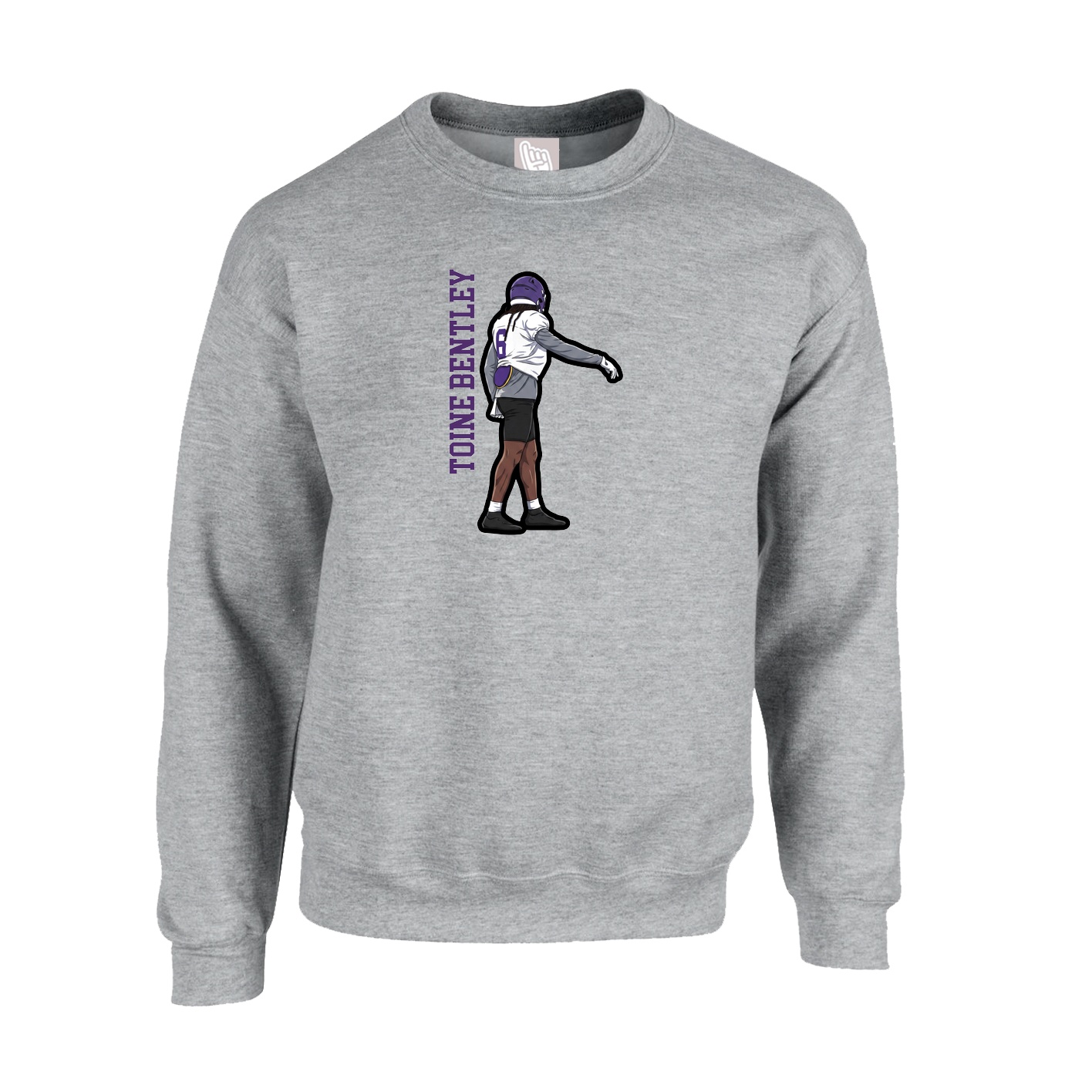 Fleece Crew — Name Vertical in Grey