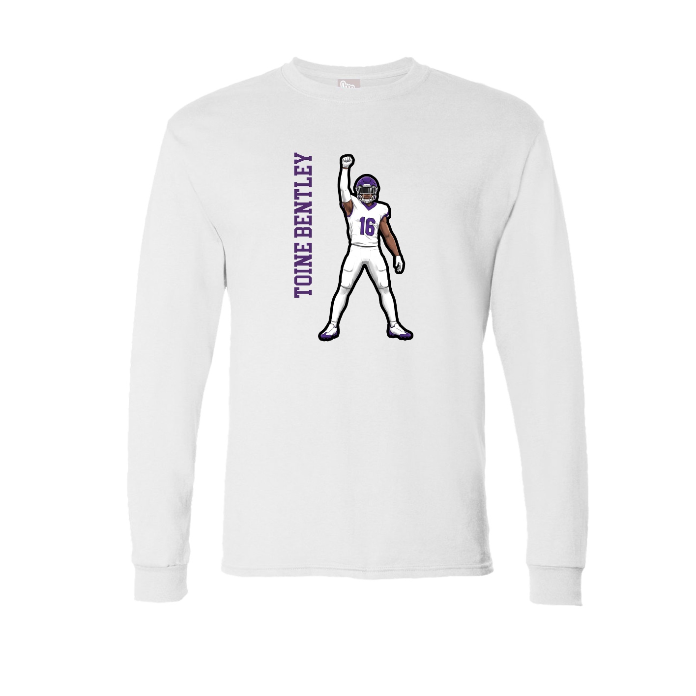 Long Sleeve Tee — Name Vertical in White