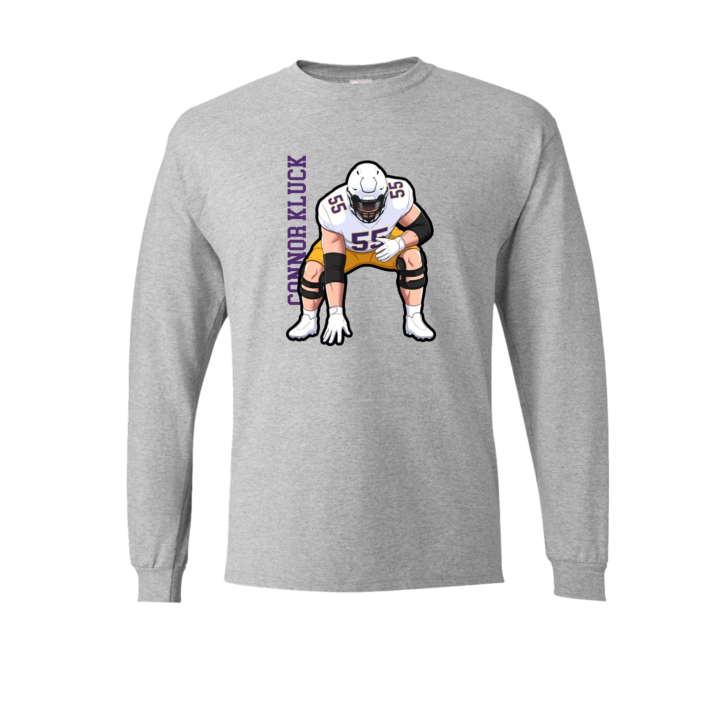 Long Sleeve Tee — Name Vertical in Grey