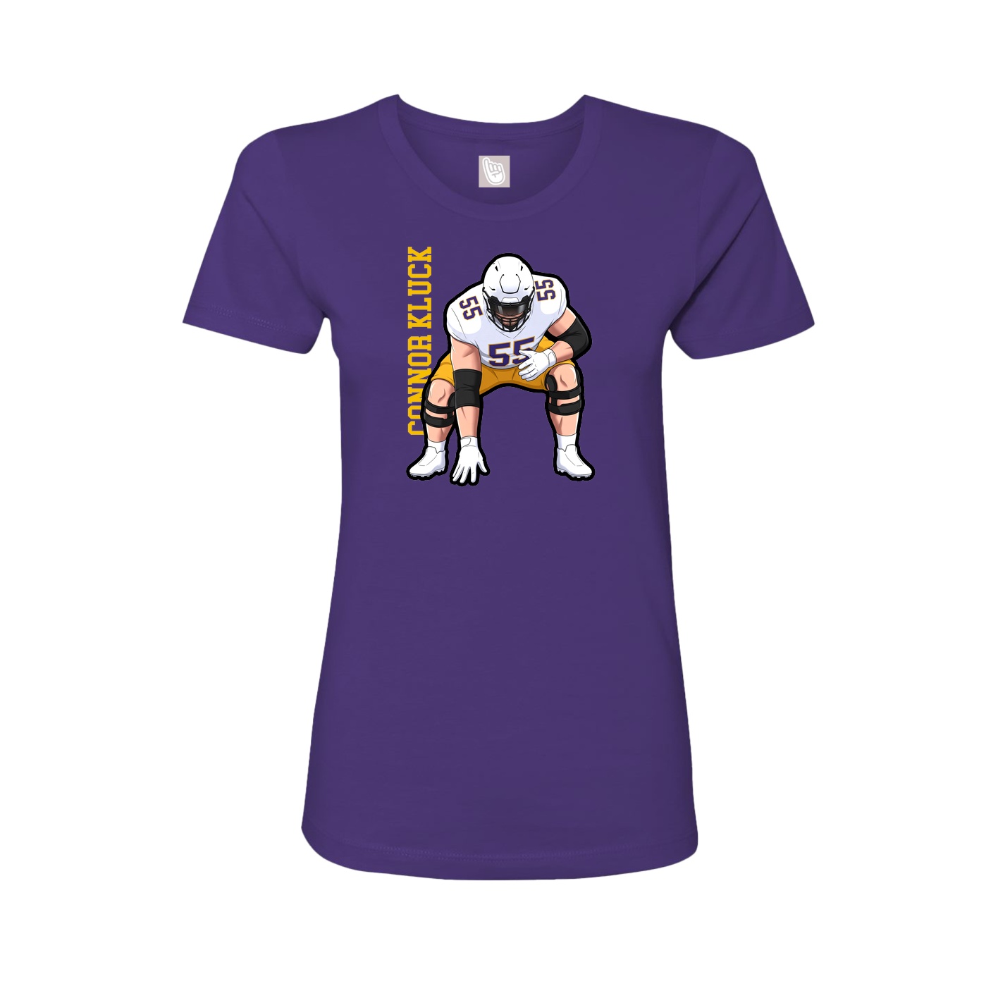 Fitted Women's Tee — Name Vertical in Purple