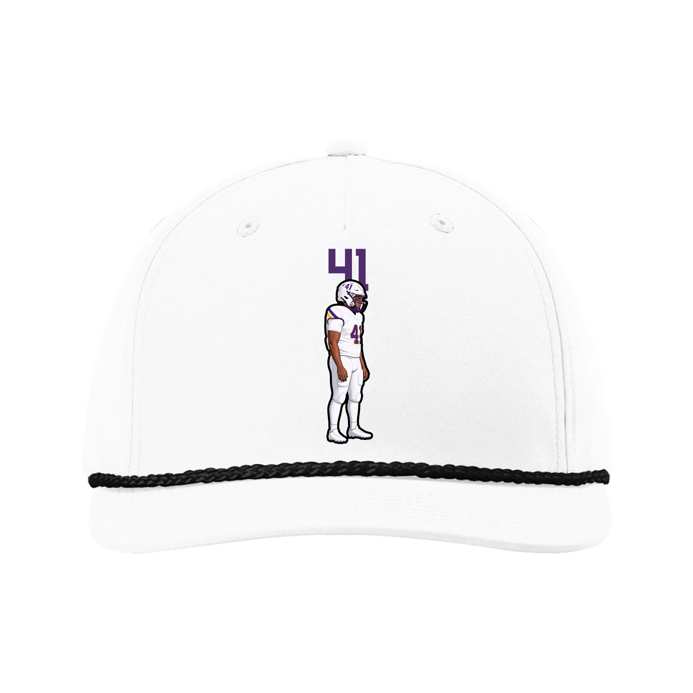 Five-Panel Classic Rope Cap — Number Top in White