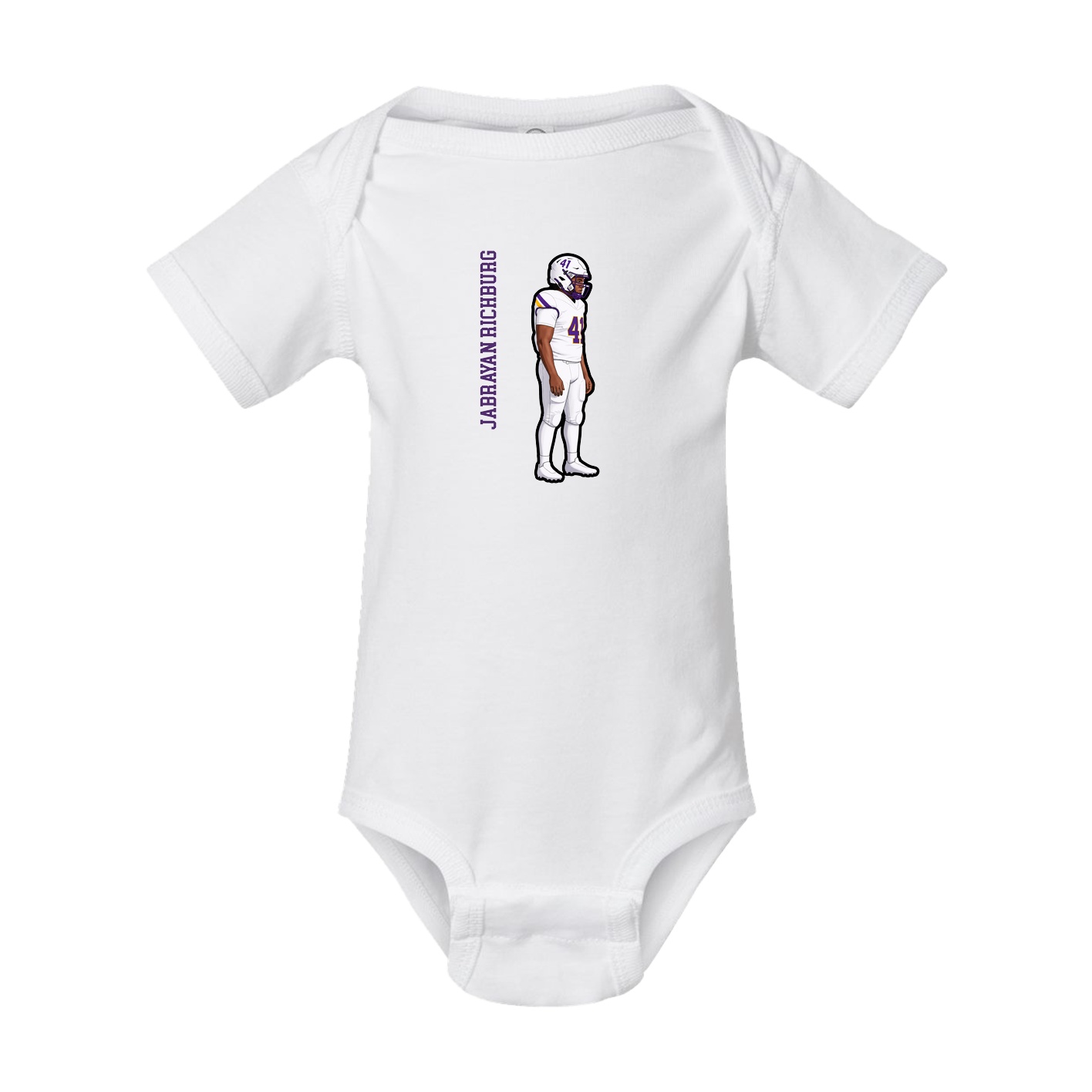 Baby Onesie — Name Vertical in White