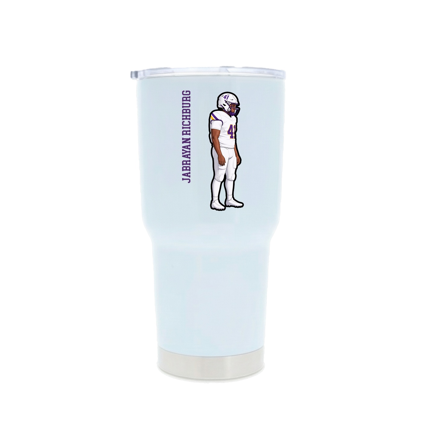 30oz Stainless Steel Tumbler — Name Vertical in White