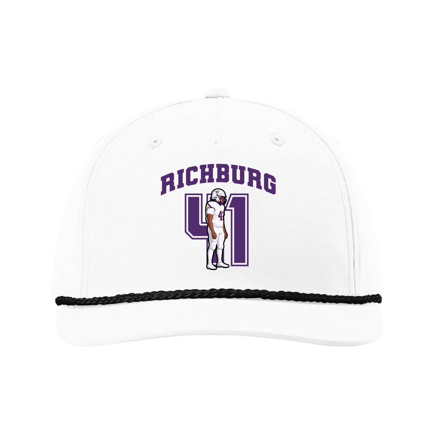 Five-Panel Classic Rope Cap — Number in White