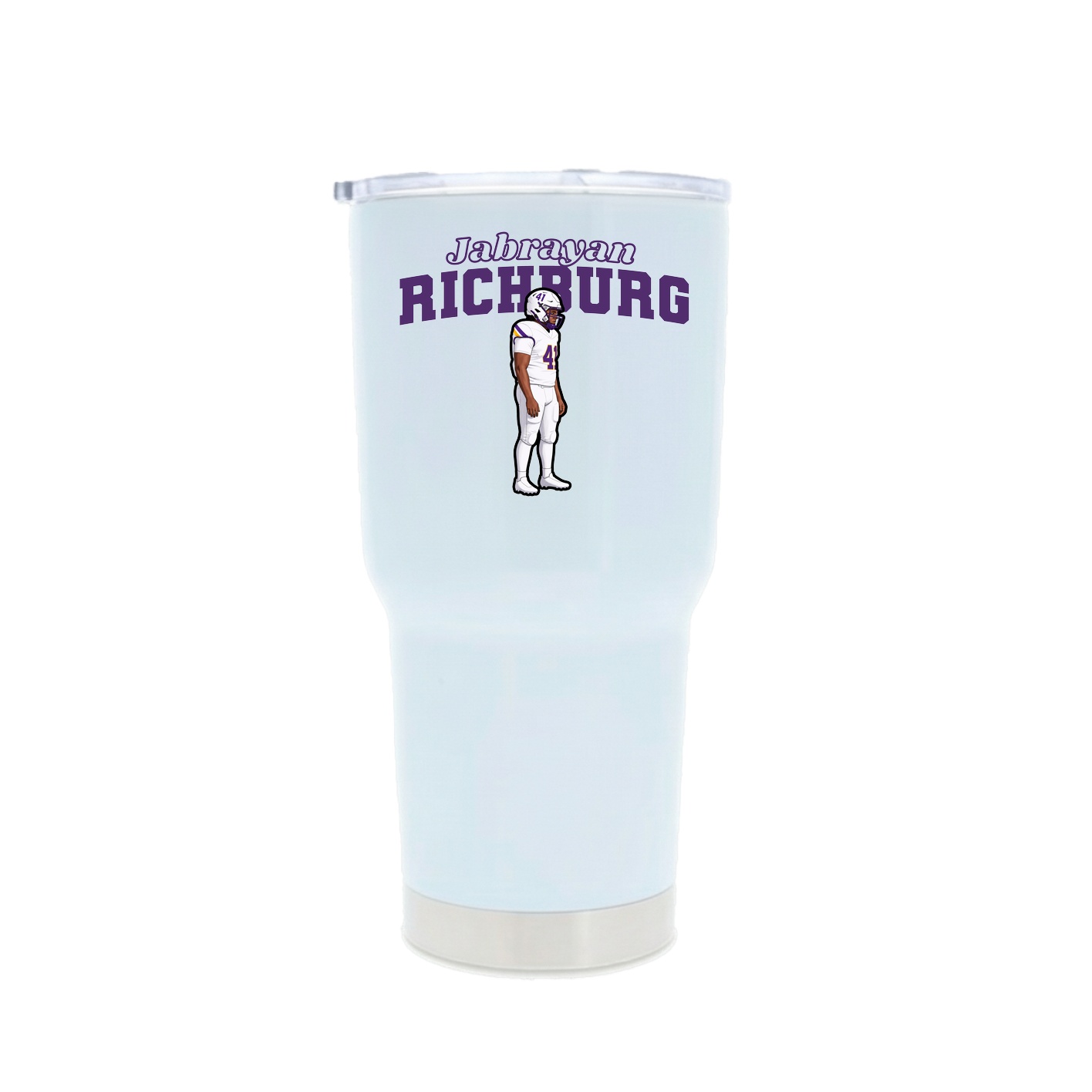 30oz Stainless Steel Tumbler — Name Arch in White