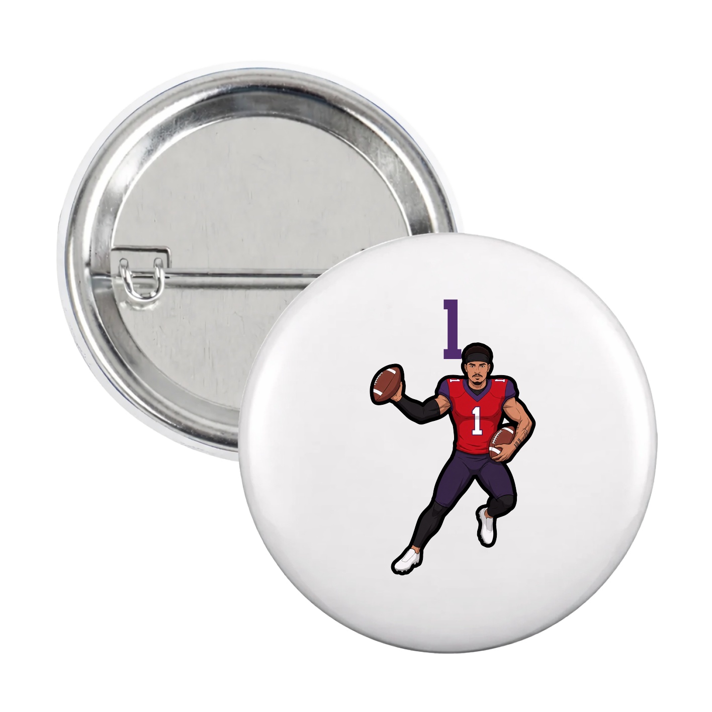 Game Day Button — Number Top in White