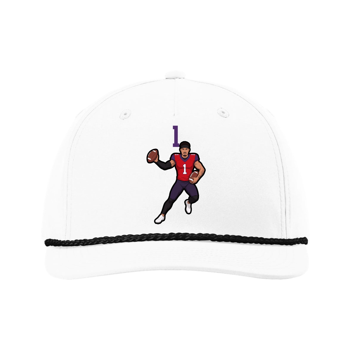 Five-Panel Classic Rope Cap — Number Top in White