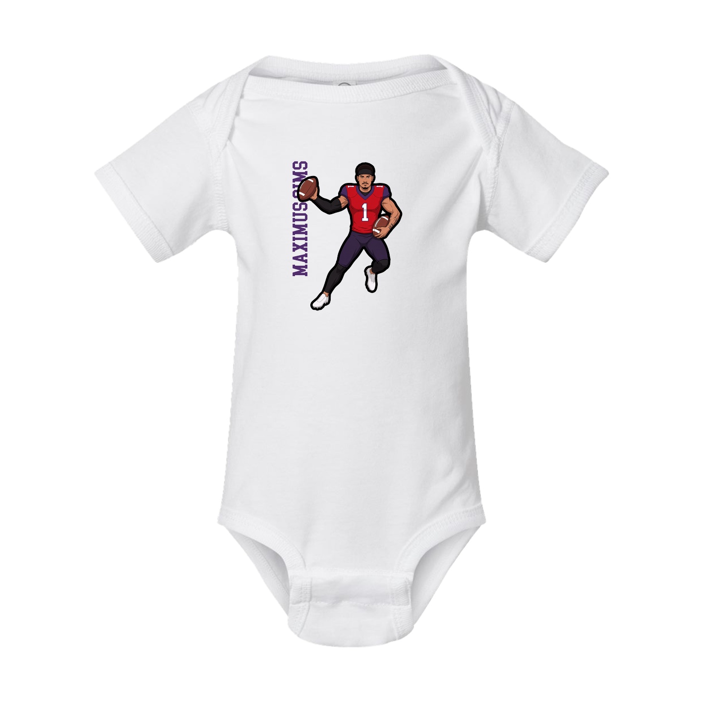 Baby Onesie — Name Vertical in White