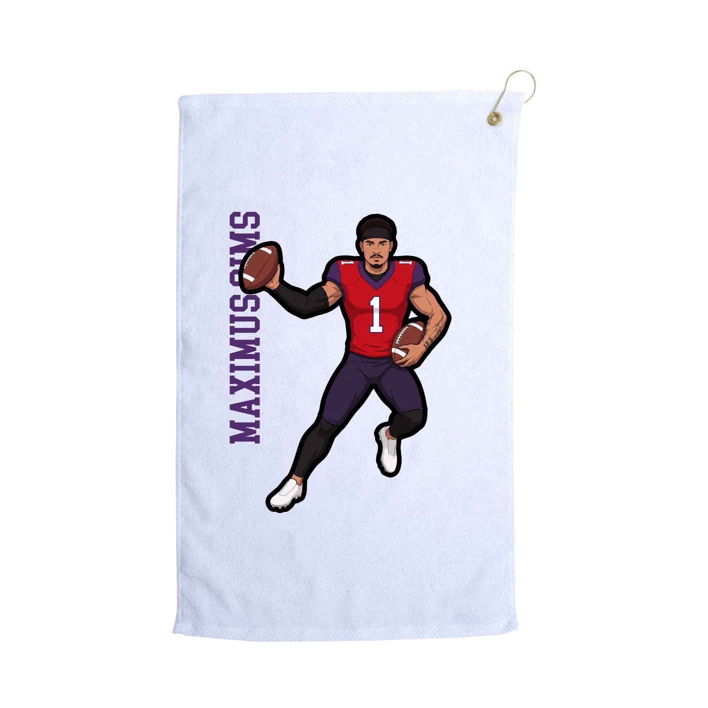 Golf Towel — Name Vertical in White