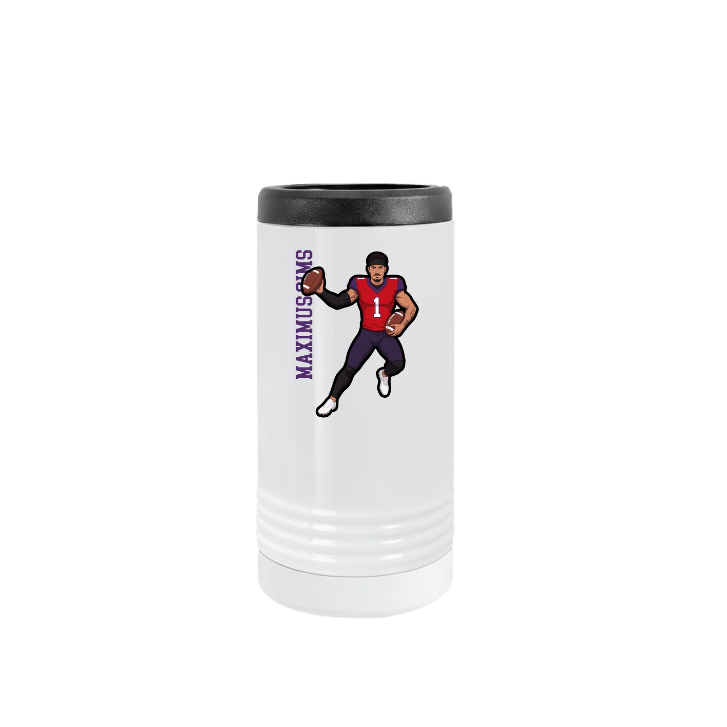 Slim Beverage Holder — Name Vertical in White