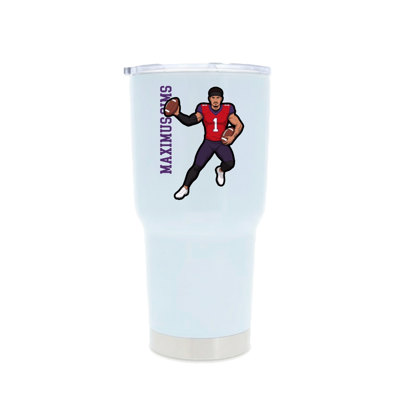 30oz Stainless Steel Tumbler — Name Vertical in White