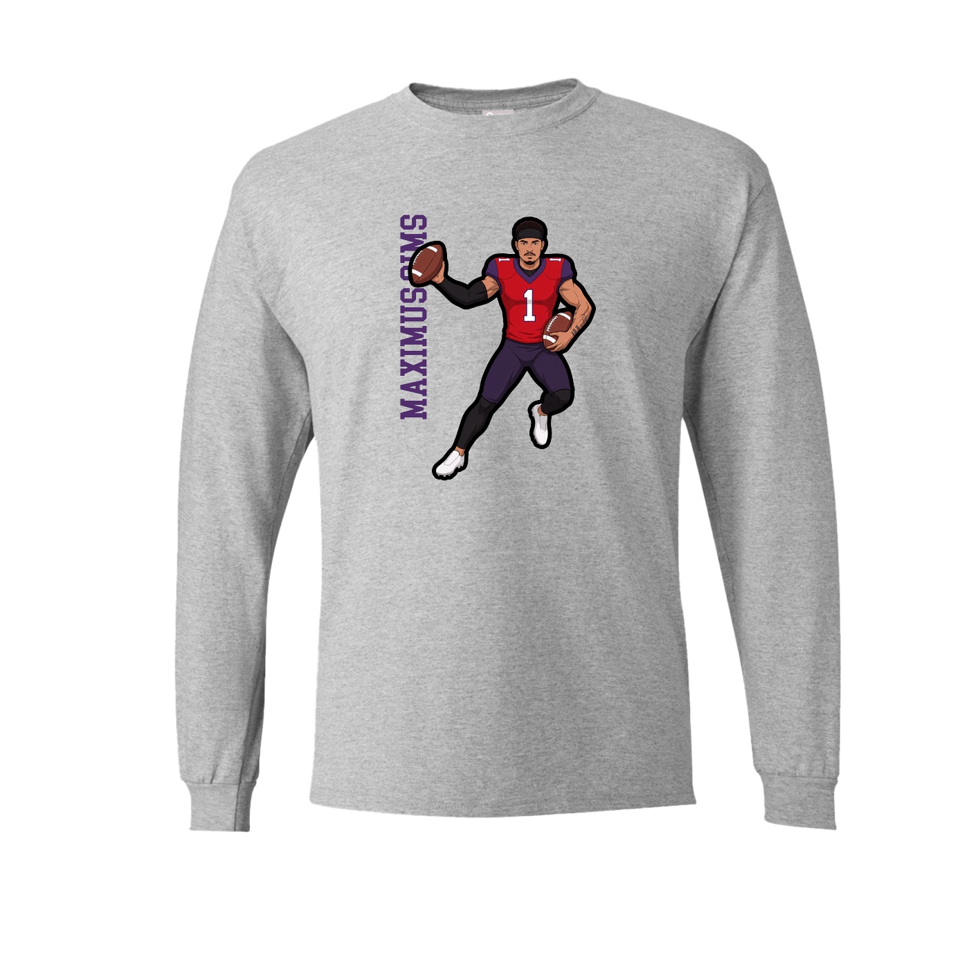 Long Sleeve Tee — Name Vertical in Grey