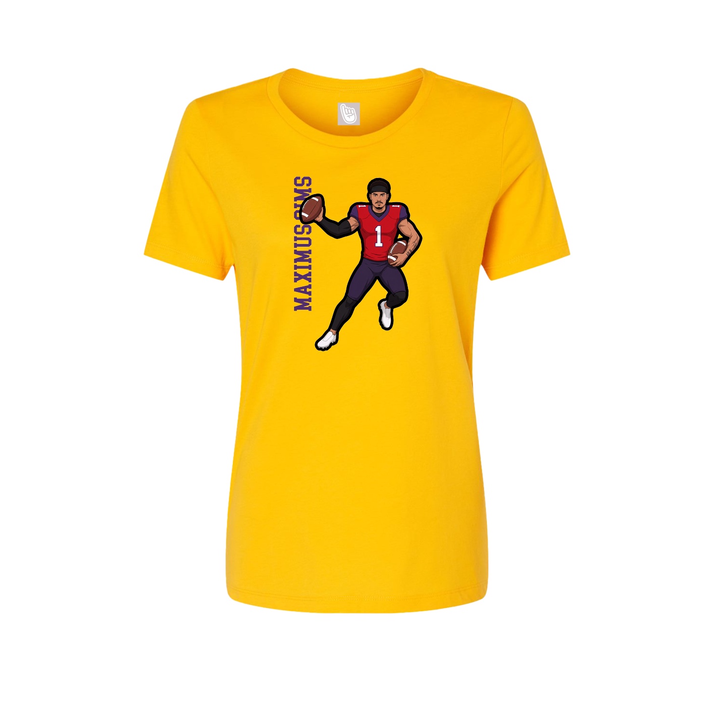 Fitted Women's Tee — Name Vertical in Gold