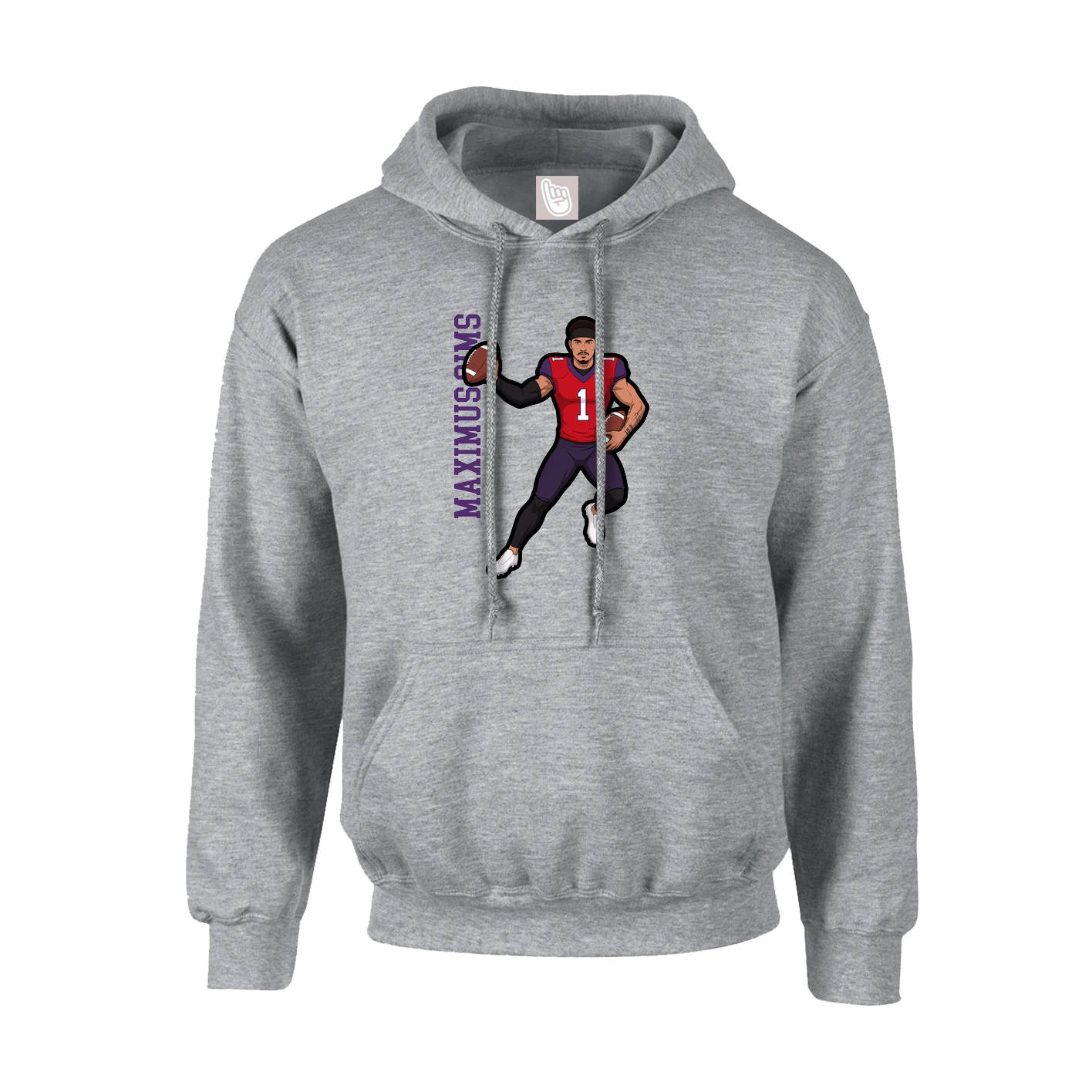 Hoodie — Name Vertical in Grey
