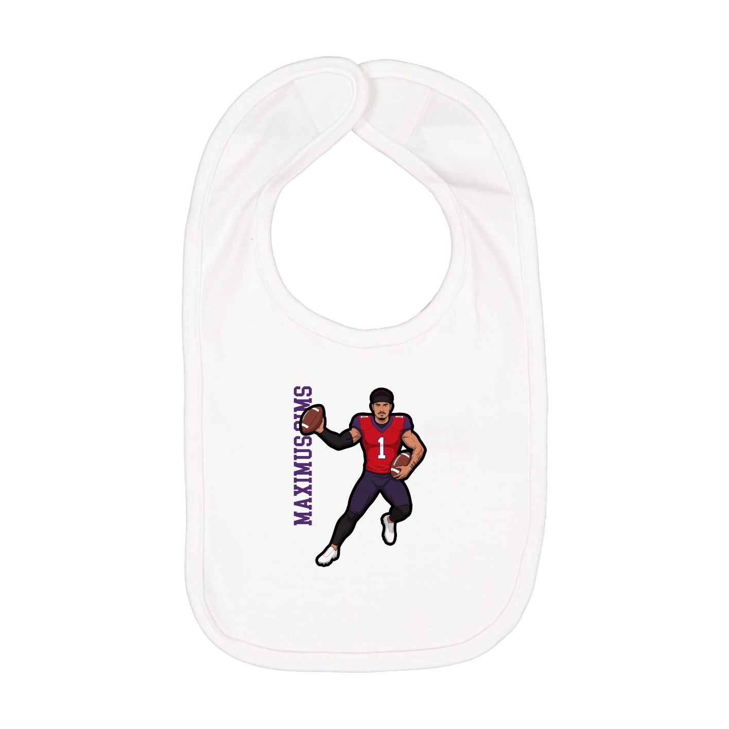 Infant Bib — Name Vertical in White