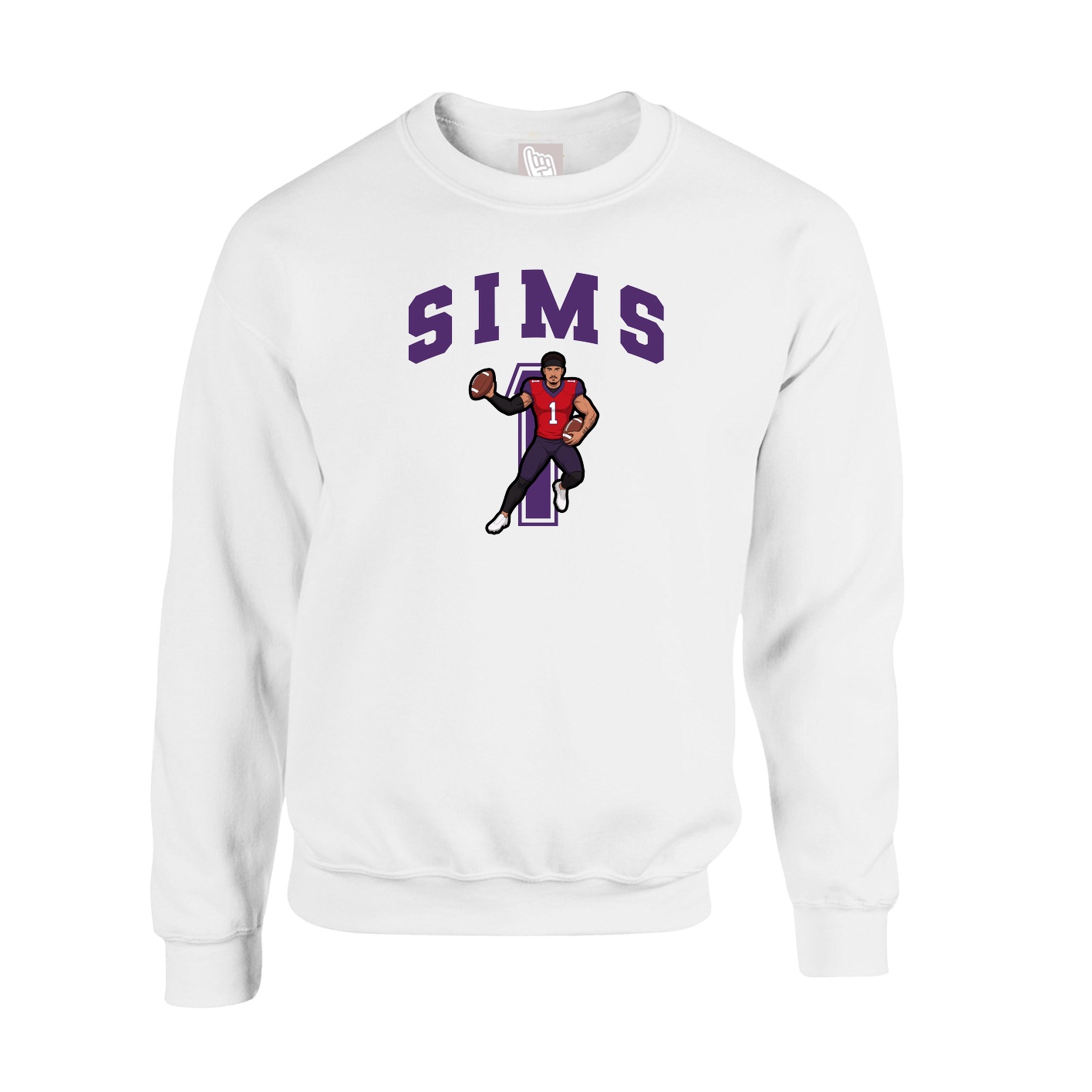 Fleece Crew — Number in White