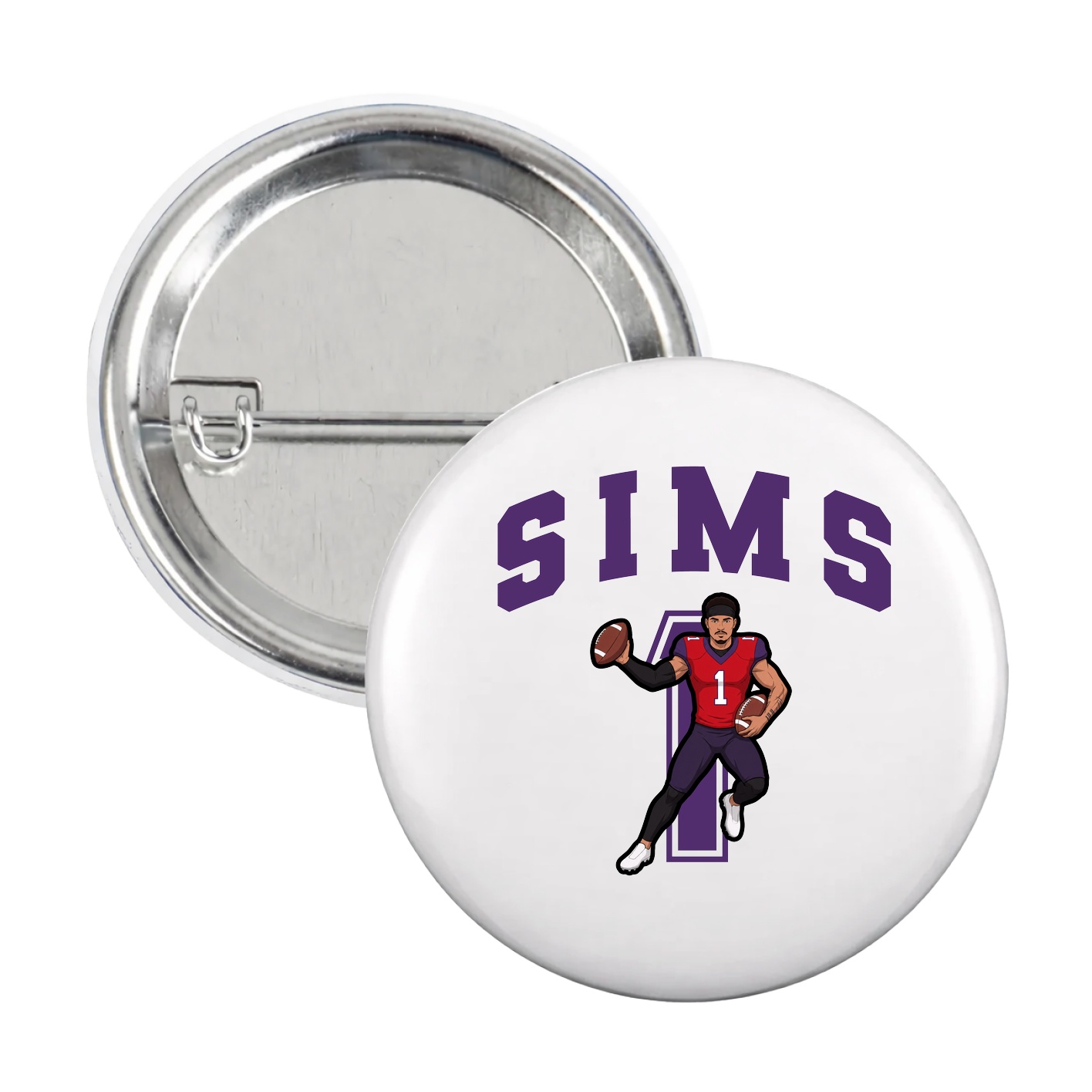 Game Day Button — Number in White