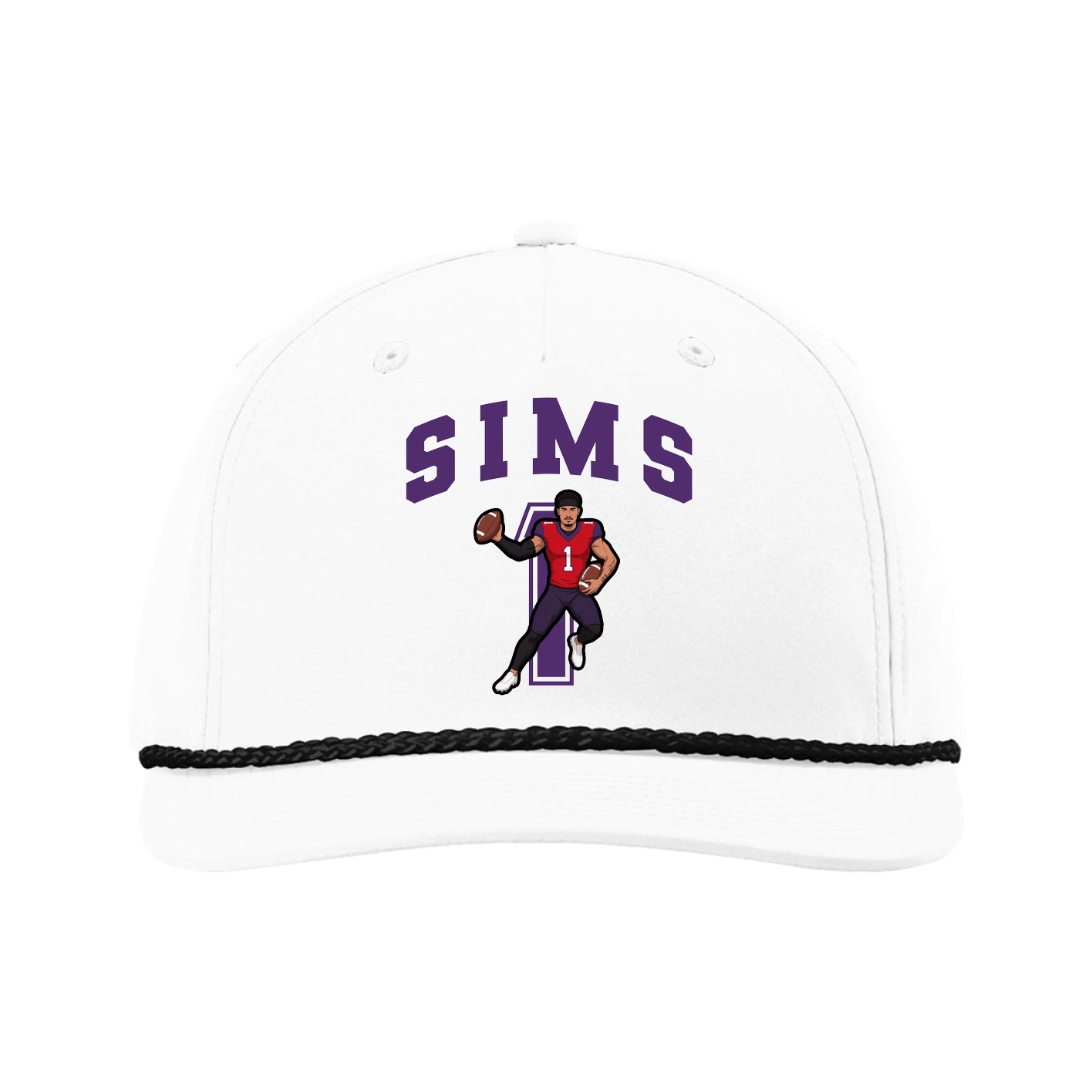 Five-Panel Classic Rope Cap — Number in White