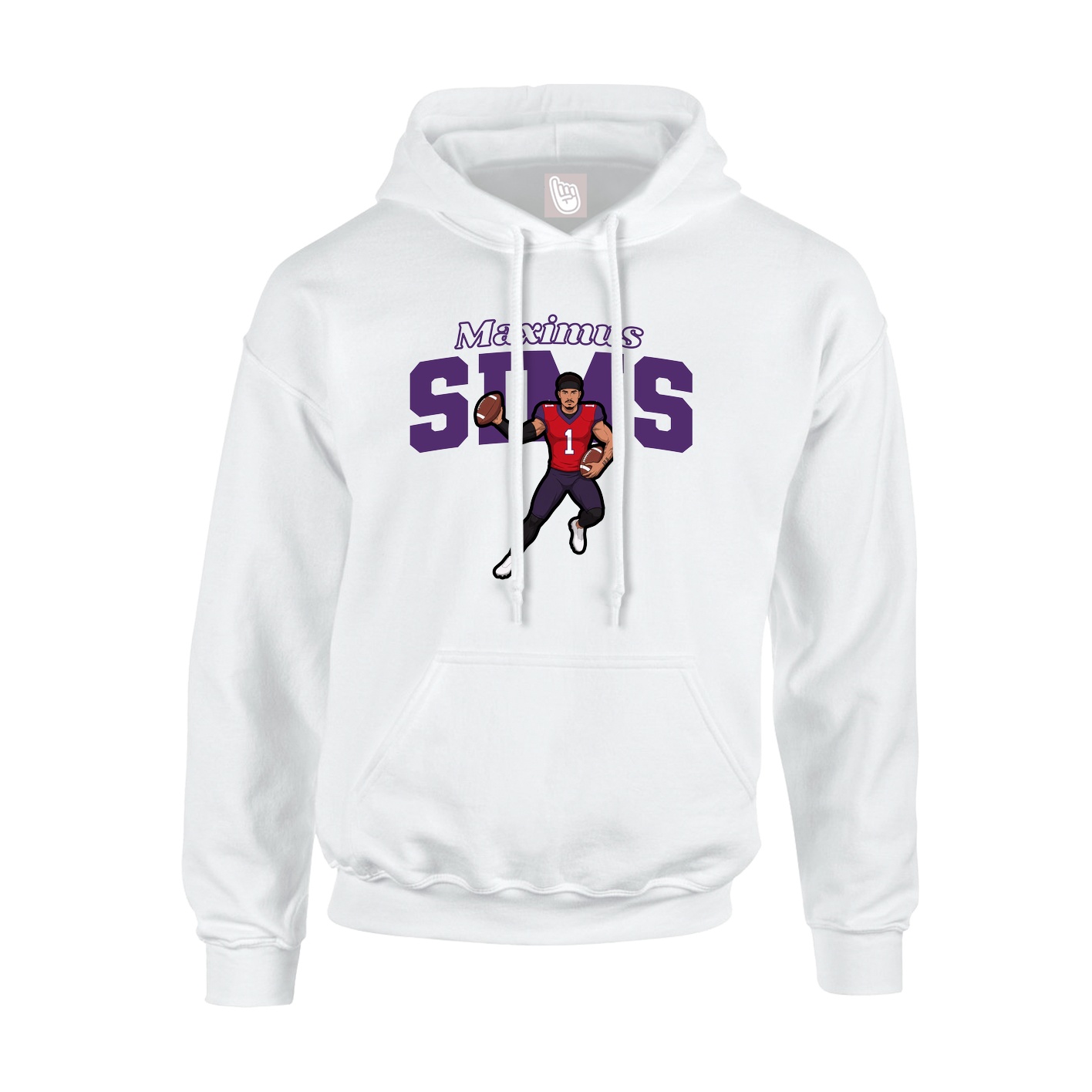 Youth Hoodie — Name Arch in White