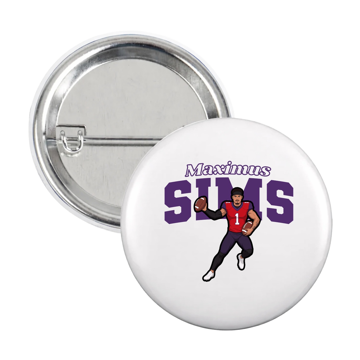 Game Day Button — Name Arch in White