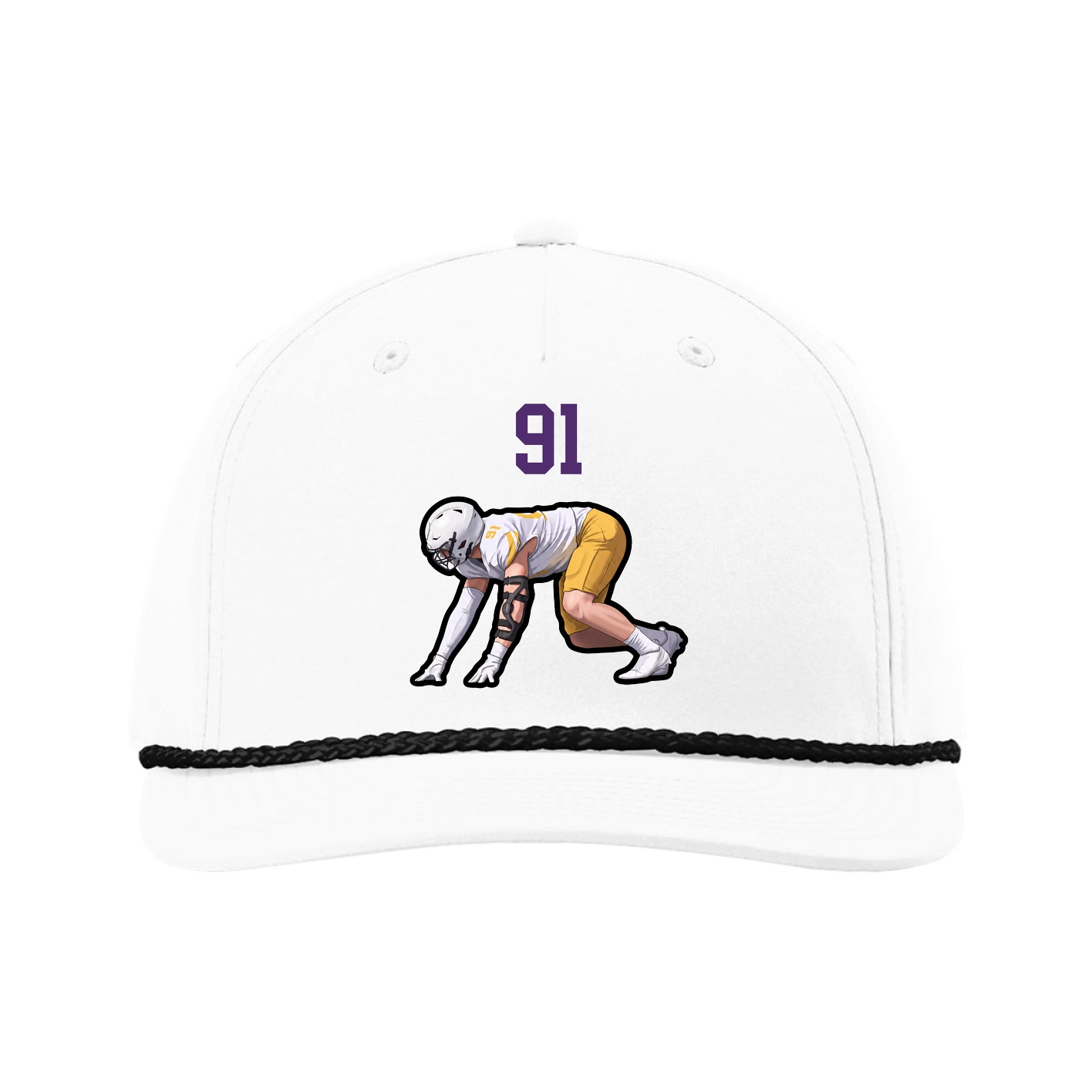 Five-Panel Classic Rope Cap — Number Top in White