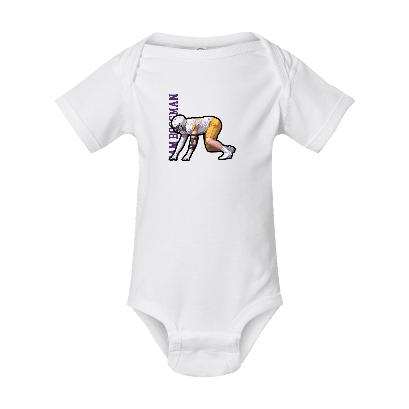 Baby Onesie — Name Vertical in White