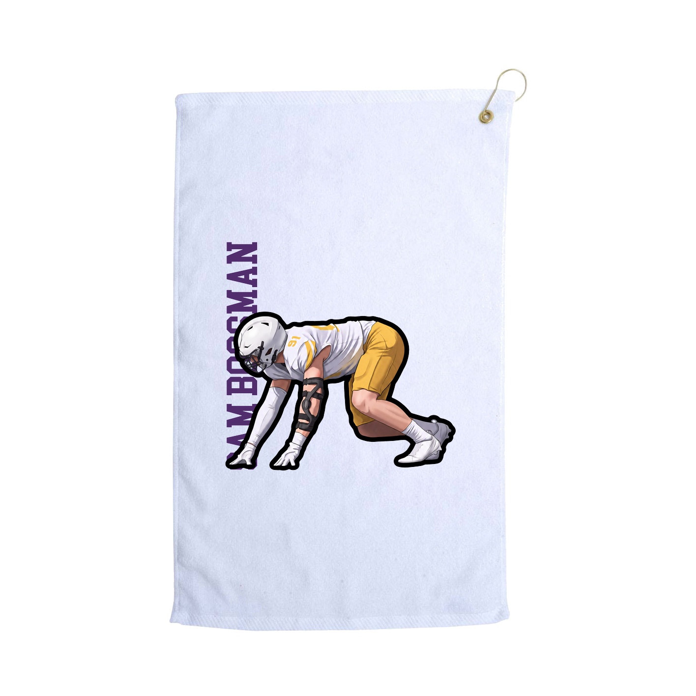 Golf Towel — Name Vertical in White