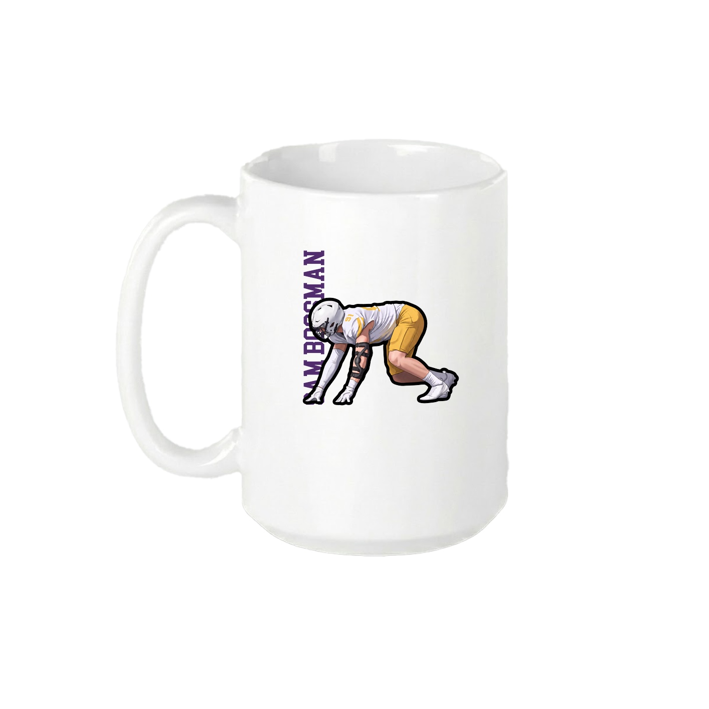 15oz Coffee Mug — Name Vertical in White