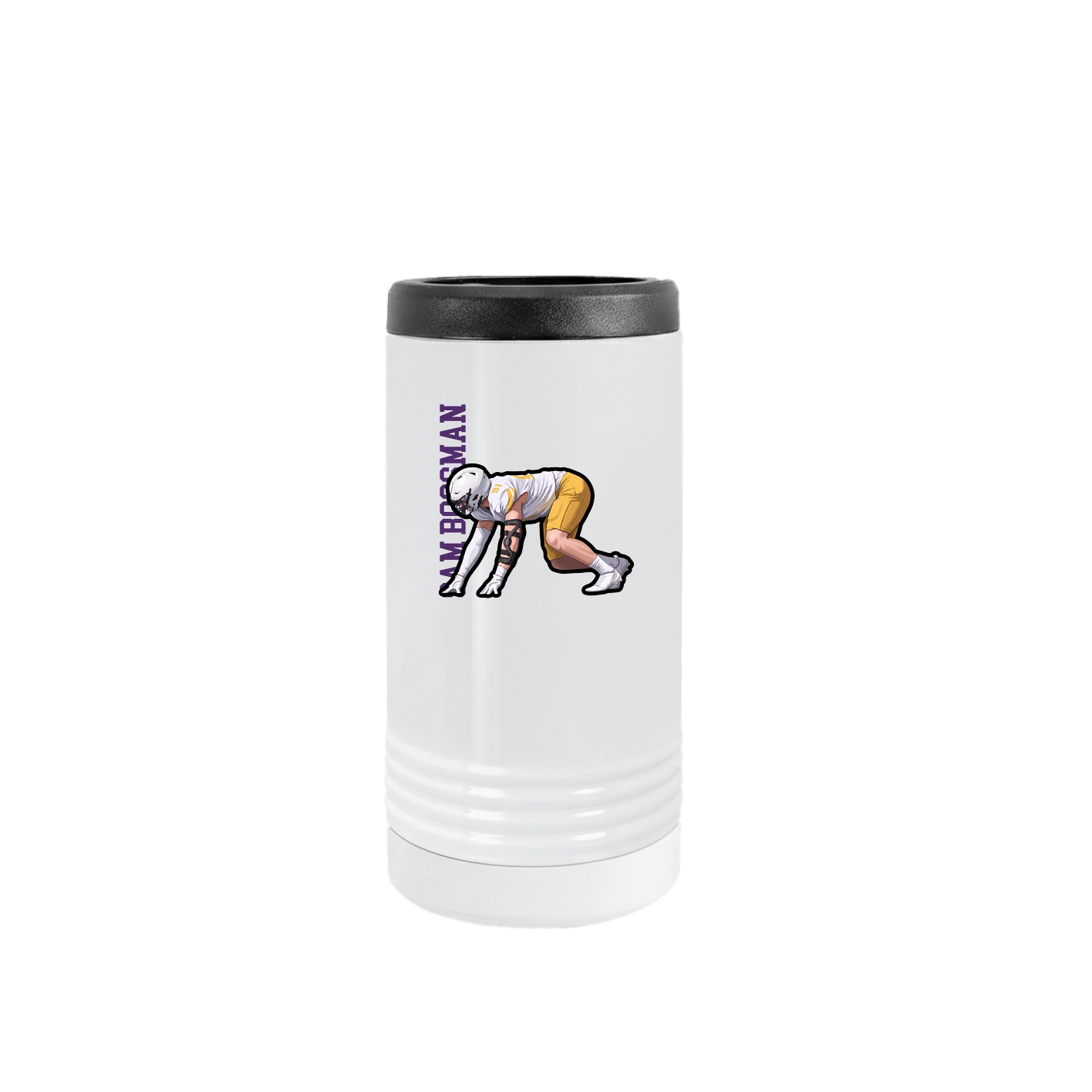 Slim Beverage Holder — Name Vertical in White